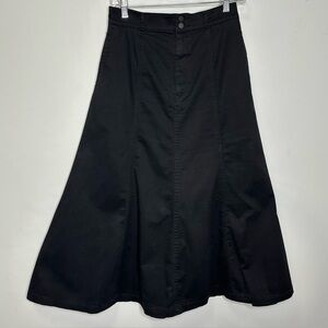 Uniqlo Women’s Black Twill A-Line Fit & Flare Midi Skirt Size 6